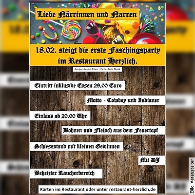 Restaurant Herzlich – Faschingsparty in Bad Vilbel am 18.02.2023 – 20:00 Uhr