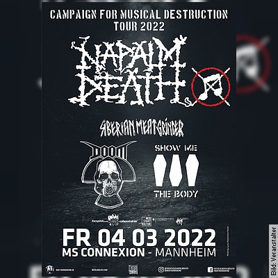 Napalm Death, Dropdead, Siberian Meat Grinder in Heidelberg am 03.03.2023 – 20:00 Uhr