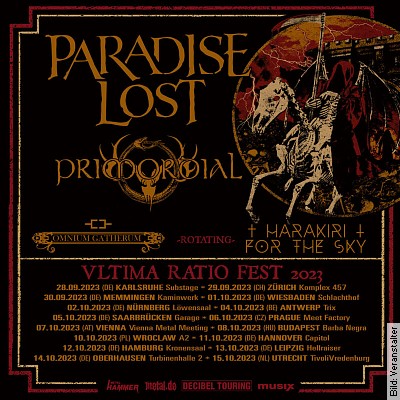 ULTIMA RATIO FEST 2023 – Mit: Paradise Lost, Primordial, Harakiri for the Sky + Omnium Gatherum in Hannover am 11.10.2023 – 18:20 Uhr
