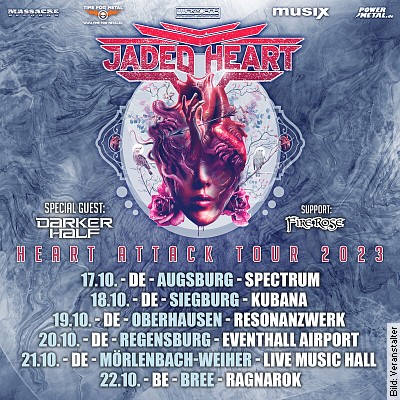 JADED HEART – Heart Attack Tour 2023 | Supports: Darker Half & Fire Rose in Mörlenbach am 21.10.2023 – 19:30 Uhr